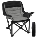 Outsunny Portable Padded Camping Chair, with Bag - Black/Grey