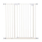 PawHut Barrera de Seguridad para Puertas y Escaleras Barrera para Perros Mascotas con Cierre Automático Extensión 17,5 cm Metal 74-97,5x104,1 cm Blanco