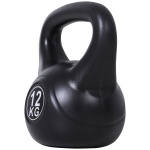 HOMCOM Kettlebell 12 kg, haltère avec poignée ergonomique, haltère à boule, musculation, entraînement, 27 x 21 x 31 cm noir