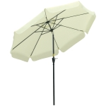 Outsunny Chapéu de Sol de Jardim Ø266x250 cm Proteção UV50+ Chapéu de Sol de Alumínio Inclinável com Teto de Ventilação Manivela para Terraço Varanda Exterior Bege