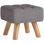 HOMCOM Poggiapiedi Imbottito in Tessuto Effetto Lino, Gambe in Legno, Fino a 110 kg, Grigio