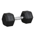 HOMCOM Haltère hexagonal 12,5 kg en fonte caoutchouté pour maison bureau gym à domicile, noir