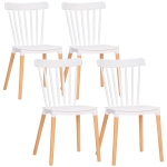 HOMCOM Lot de 4 chaises style scandinave dossier haut assise en polypropylène pieds en hêtre 48 x 52,5 x 83 cm blanc