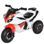 HOMCOM Kids Ride-On Police Bike 3-Wheel Vehicle w/ Music Lights Seat Handlebars Toddler NO POWER Child Learning Fun Development 18-36 Months White