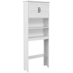 kleankin Mueble sobre Inodoro con 2 Puertas Estantes Abiertos y Estante Ajustable Mueble para Baño 66x23x178 cm Blanco