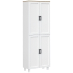 HOMCOM Freestanding Kitchen Cupboard, 4-Door Storage Cabinet Organiser with Adjustable Shelves White Wood Effect