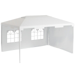 Outsunny Tenda de Jardim 395x295x255 cm  Tenda de Exterior com 2 Paredes Laterais 2 Janelas Anti-UV para Pátio Varanda Branco