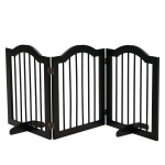 PawHut Freestanding Dog Gate Wooden Stair Gate for Dogs with Support Feet Foldable Pet Fence Safety Barrier for the House Doorway Stairs Black