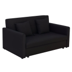 HOMCOM Sofá Cama de 2 Lugares Estofado em Algodão com 2 Almofadas Apoio para os Braços e Armazenamento 152x101x81cm Cinza Carvão