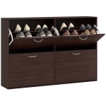 HOMCOM Scarpiera Salvaspazio da 24 Paia con Mensole Regolabili e 4 Cassetti, in Legno, 120x24x81cm, Marrone