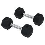 HOMCOM Set de 2 Gantere de Gimnastica Hexagonale, Pereche de Gantere de 5kg din Cauciuc si Maner Anti-alunecare, Negru