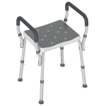 HOMCOM Tabouret de douche pour personnes âgées et handicapées avec accoudoirs, hauteur réglable, patins antidérapants, gris
