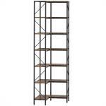 HOMCOM Bibliothèque d'angle à 7 niveaux industriel avec étagères de rangement, 60 x 60 x 198 cm, brun rustique