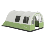 Outsunny 3000mm Waterproof Camping Tent, 5-6 Man Family Tent with Living and Bedroom, Carry Bag Included, Cream and Green