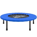 HOMCOM 32" Mini Fitness Trampoline Home Gym Yoga Exercise Rebounder Indoor Outdoor Jumper with Safety Pad, Support Up to 100 KG, Blue and Black