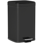 HOMCOM 20L Modern Boxy Metal Home Kitchen Bin - Black