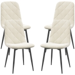 HOMCOM 4er-Set Esszimmerstühle mit hoher Rückenlehne, Stahlbeinen und Samtstoff, Creme