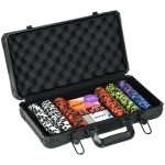 SPORTNOW Mallette de Poker Coffret de Poker Complet, avec 300 jetons 5 dés 2 Jeux de Cartes 3 boutons