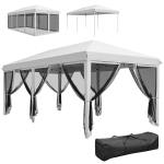 Outsunny Pop-Up Folding Garden Gazebo 6 x 3 m Removable Mosquito Nets + Carrying Bag Cream Black