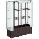 Outsunny Raised Garden Bed with Trellis, Plastic Planter Box with PE Cover, Drainage Holes, Drain Plugs and Water Reservoirs for Climbing Plants, Vegetables, Flowers, 120 x 40 x 140 cm