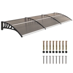 Outsunny Marquesa Exterior para Portas e Janelas 303x96x27 cm com Barra de Liga de Alumínio PP Policarbonato Castanho