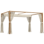 Outsunny Pérgola de Jardim 4x3 m Pérgola para Exterior com Teto Retrátil e Mosquiteiros Laterais para Terraço Pátio Natural