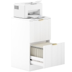 HOMCOM Cassettone da Scrivania con 2 Cassetti Frontali Scanalati Mobile Archivio per Formato A4 o Lettera 40x40x71 cm Bianco