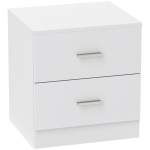 HOMCOM Table de chevet avec 2 tiroirs poignée en alliage d'aluminium style contemporain 45 x 39,5 x 49 cm blanc