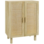 HOMCOM Armario de Salón con 2 Puertas de Rejilla y Estantes Ajustables Aparador de Estilo Bohemio 73x41x102 cm Natural