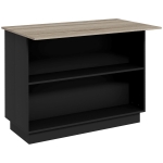 HOMCOM Isla de Cocina Mueble buffet auxiliar con 2 Estantes Abiertos 2 Puertas y Estantes Ajustables 105x60x82 cm Negro y Roble