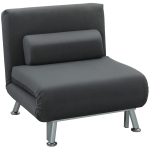 HOMCOM Sillón Cama 3 en 1 con Respaldar Ajustable y Cojín en Tela Efecto Terciopelo Gris Oscuro