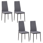 HOMCOM Lot de 4 chaises de salle à manger chaises de cuisine avec dossier haut pieds en métal et tissu en lin 41x50x97cm gris
