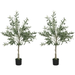 HOMCOM Conjunto de 2 Oliveiras Artificiais 120 cm Plantas Artificiais Decorativa de Interior com 20 Azeitonas  Verde