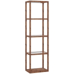 HOMCOM Four-Shelf Floor Lamp - Rustic Brown