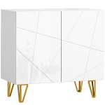 HOMCOM Aparador para Sala Aparador de Entrada com 2 Portas e Prateleiras Ajustáveis para Cozinha Sala 80x40x75 Branco Brilhante