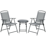 Outsunny Set da Giardino 3 Pezzi con 2 Sedie 53.5x64x93 cm e Tavolino da Caffè Ø45x50 cm, in Metallo, Grigio Chiaro