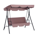 Outsunny Balancelle de Jardin 3 Places Toit Inclinaison réglable Coussins Assise et Dossier 1,72L x 1,1l x 1,52H m Acier Noir Polyester Marron Clair