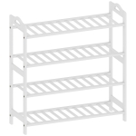 HOMCOM Sapateira de 4 Níveis Estante para Sapatos em Bambu para 12 Pares de Sapatos 67,5x24,7x72 cm Branco