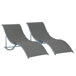 Outsunny Set 2 Sdraio da Giardino Pieghevoli, Lettino Prendisole in Alluminio e Textilene, 61x165x63 cm