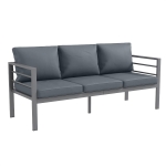 Outsunny Aluminium Three-Seater Garden Bench, with Cushions - Grey