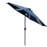 Outsunny 2.7m Garden Parasol Sun Umbrella w/ LED Solar Light Angled Canopy Blue