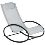 Outsunny Outdoor Rocking Chair Sun Lounger Recliner Rocker with Texteline Fabric Patio Garden Relaxer with Pillow Grey