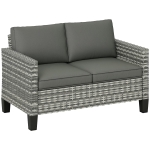 Outsunny Two-Seater Rattan Outdoor Sofa - Light Grey