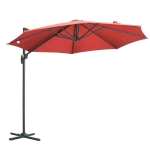 Outsunny Parasol déporté Ø 3 m octogonal inclinable manivelle avec pied en acier Rouge vineux