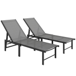 Outsunny Set of Two Reclining Sun Loungers - Grey