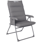 Outsunny Scaun de Camping Pliabil cu Spătar Înalt Reglabil în 5 Poziții și Buzunare Laterale, 66x58x105 cm, Gri Deschis