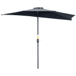 Outsunny Chapéu de Sol 269x138x236 cm Guarda-sol de Jardim com Manivela e Forma Semicircular Tecido Poliéster 180 g/m² para Exterior Terraço Pátio Piscina Cinzento