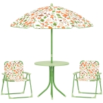 AIYAPLAY Set da Giardino per Bambini 2-5 Anni con Tavolino Rotondo, 2 Sedie Pieghevoli e un Ombrellone, Verde