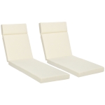 Outsunny Set of 2 Sun Lounger Cushions, Replacement Cushions for Rattan Furniture with Ties, 196 x 55 cm, Cushion ONLY, Cream White