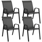 Outsunny Set de 4 scaune stivuibile pentru exterior, Scaune de gr
